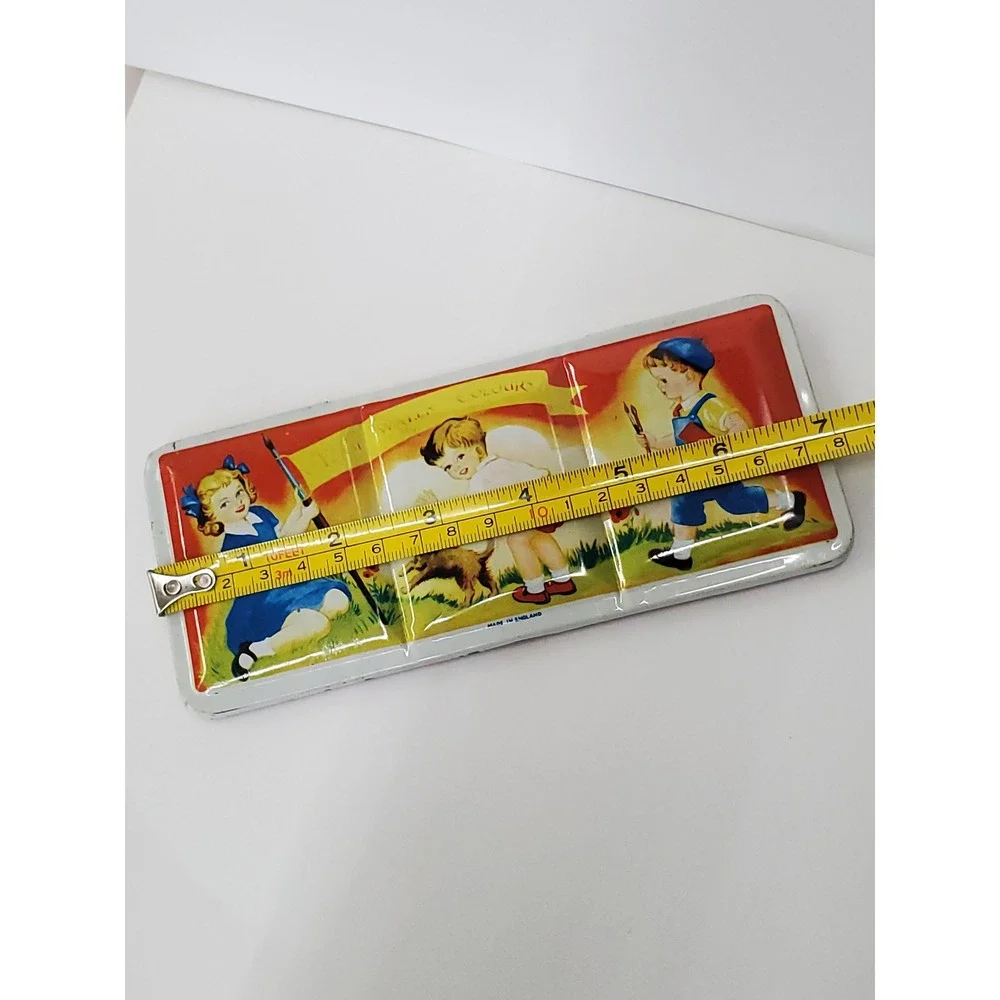 Vintage Watercolor Paint Tin Made in England Children Lithograph Metal Box